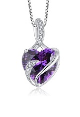 tiny silver heart infinity amethyst birthstone baby necklace